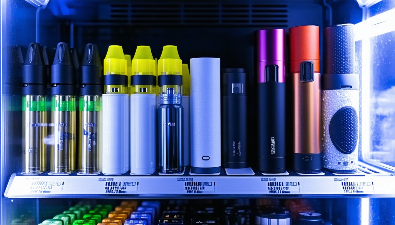 Vape products and nicotine alternatives stocked in vending machine